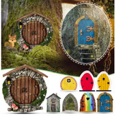 10cm Πολύχρωμο Mini Fairy Gnome Door Figurine Elf Home For Yard Art Garden Tree Sculpture Statues Decor Ξύλινο Στήριγμα δώρου εξωτερικού χώρου