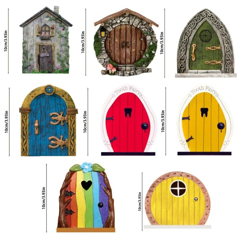 10cm Πολύχρωμο Mini Fairy Gnome Door Figurine Elf Home For Yard Art Garden Tree Sculpture Statues Decor Ξύλινο Στήριγμα δώρου εξωτερικού χώρου