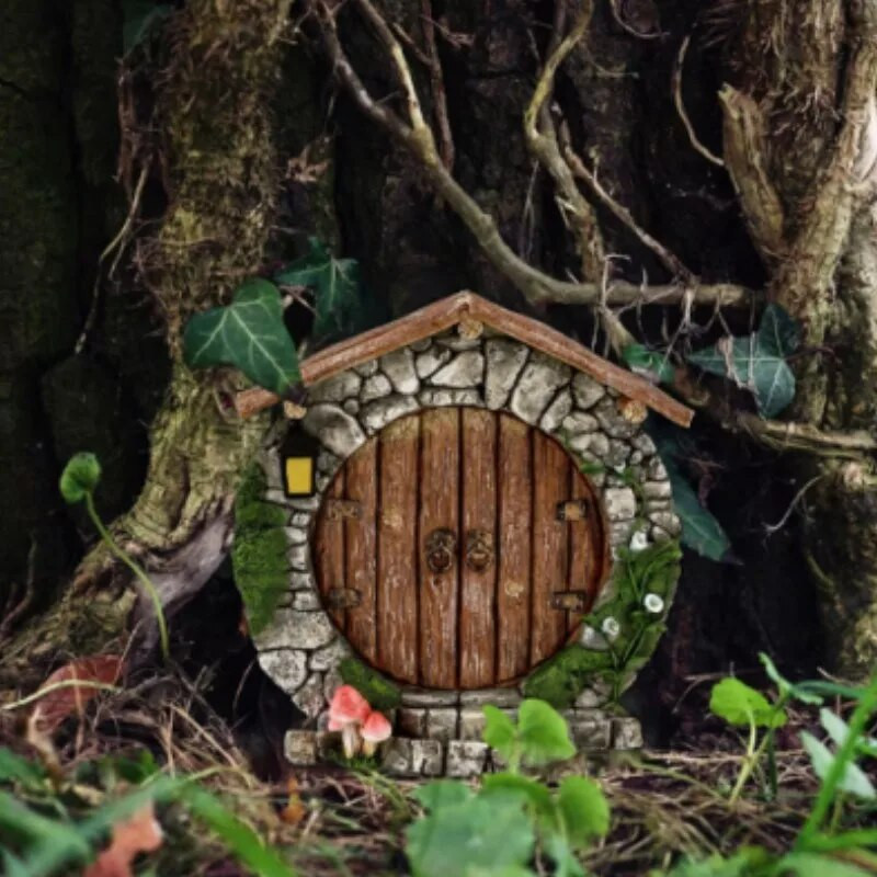 10cm Πολύχρωμο Mini Fairy Gnome Door Figurine Elf Home For Yard Art Garden Tree Sculpture Statues Decor Ξύλινο Στήριγμα δώρου εξωτερικού χώρου