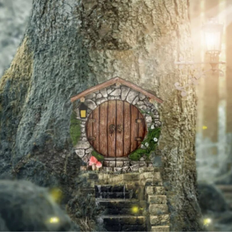 10cm Πολύχρωμο Mini Fairy Gnome Door Figurine Elf Home For Yard Art Garden Tree Sculpture Statues Decor Ξύλινο Στήριγμα δώρου εξωτερικού χώρου