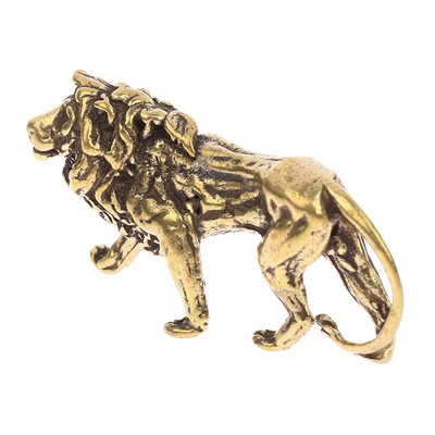 Mini Lion Casting Animal Figuriin Retro stiilis Metal Skulptuur Töölaua kaunistus