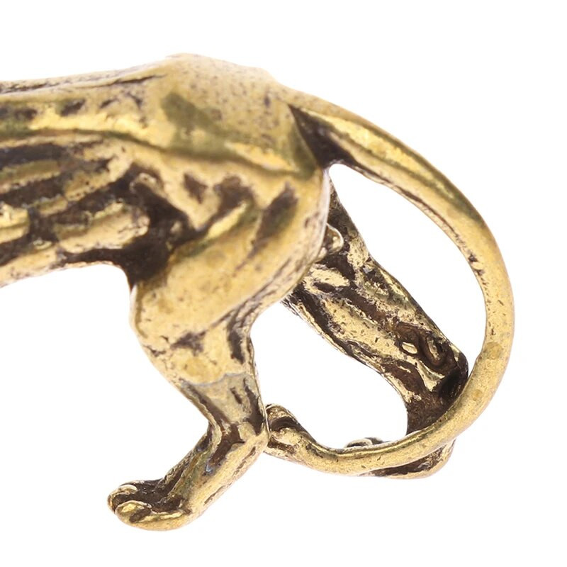 Mini liūto liejimo gyvūno figūrėlė Retro stiliaus metalo skulptūra darbalaukio apdaila