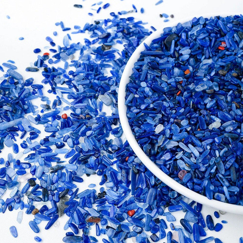 3-5mm 50g/maišelis Natūralus krištolinis akmuo kianitas krištolo drožlės Mini gydomieji žaliaviniai mineralai Žvyras sodo žuvų rezervuarams dekoratyvinis akmuo