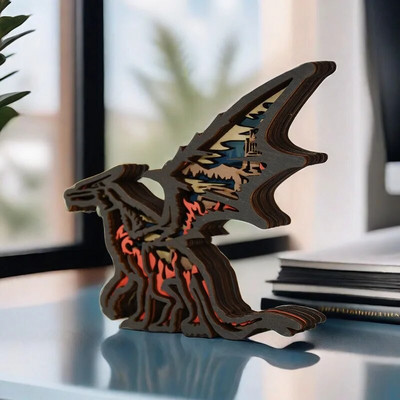 Radoša 3D koka grebšana Roku darbs Daudzslāņu dobu dzīvnieku dekorēšana Mājas dzīvojamā istaba Dekoratīvā māksla Statujas piemiņas dāvana