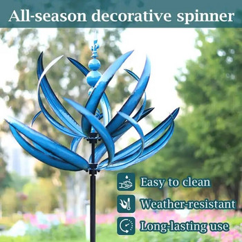 Harlow Wind Spinner Метална вятърна мелница 3D Кинетична скулптура, задвижвана от вятъра Тревна площ Метални вятърни слънчеви центрофуги Двор и градински декор