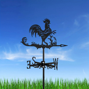 1 τμχ Rooster Cock Weathervane Silhouette Art Black Metal Chicke Wind Vanes Διακοσμήσεις εξωτερικού χώρου Κήπος Για Κτίριο αυλής στέγης