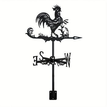 1 τμχ Rooster Cock Weathervane Silhouette Art Black Metal Chicke Wind Vanes Διακοσμήσεις εξωτερικού χώρου Κήπος Για Κτίριο αυλής στέγης