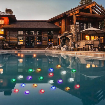 Светодиодни лампи за езерце Изкуствено плаващо езерце с форма на лотос Нощни светлини LED фонтан за градинско езерце Декоративни светлини