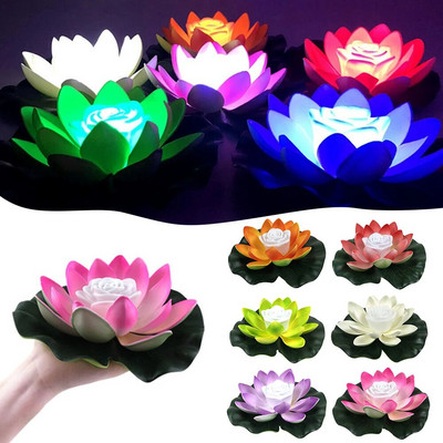 Lumini LED pentru iaz Lumini de noapte pentru iaz plutitoare artificiale în formă de lotus Lumini decorative cu LED pentru iaz de grădină