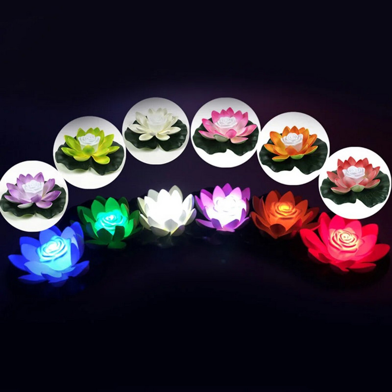 Led tvenkinio žibintai dirbtiniai plūduriuojantys lotoso formos tvenkinio naktiniai žibintai LED sodo tvenkinio fontano dekoratyviniai žibintai