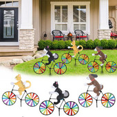 Rainbow Spinner Moara de vânt Pisica Câine Tigru pe bicicletă DIY Bicicletă Wind Spinner Whirligig Grădină Gazon Gadgets decorative Jucării pentru copii
