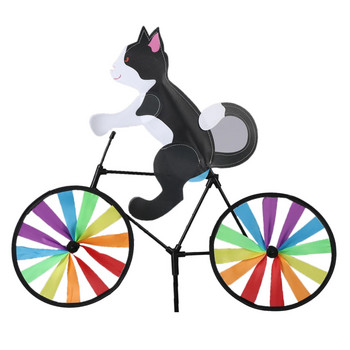 Rainbow Spinner Windmill Cat Dog Tiger On Bike Направи си сам Велосипед Wind Spinner Whirligig Градинска морава Декоративни джаджи Детски играчки