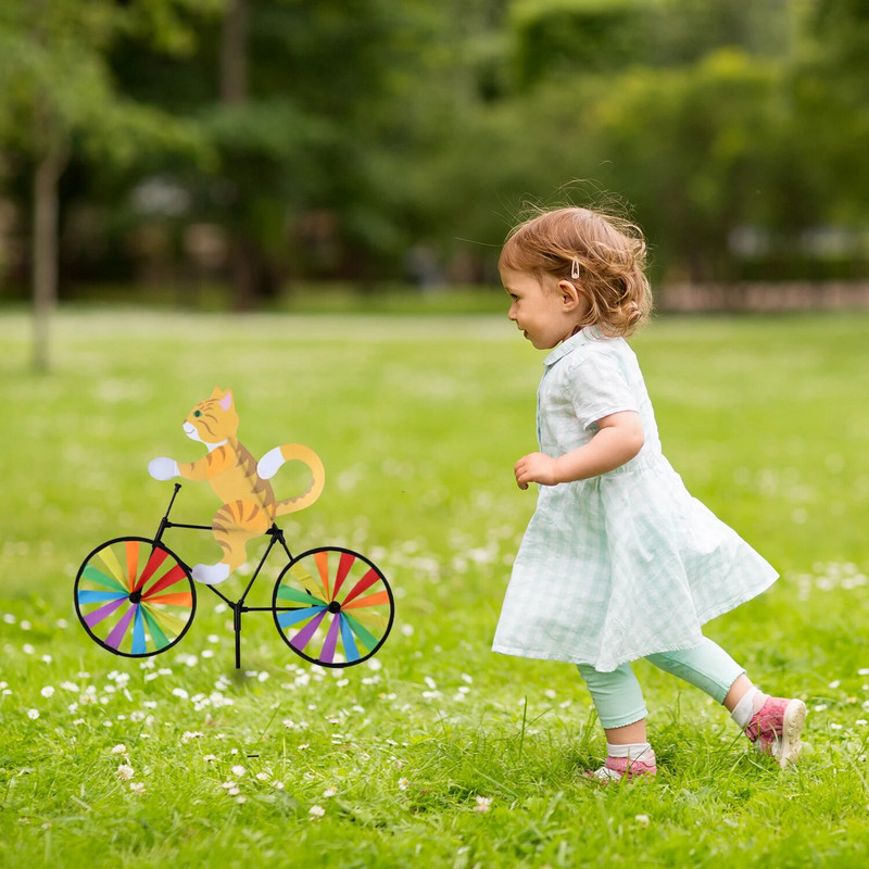 Vaivorykštės suktukas Vėjo malūnas Katė Šuo Tigras Ant Dviračio Dviratis Vėjo suktukas „Pasidaryk pats“ Dviračių suktukas „Whirligig“ Sodo Vejos Dekoratyviniai Įtaisai Vaikams Žaislai