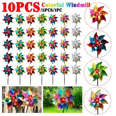 10/5/1PCS Pinwheel Garden Yard Colorful Windmill Stakes Decoracion Kids Toy Outdoor Planter Decor Rainbow Pinwheels Home Decor