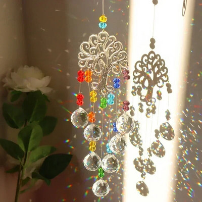 Kristallripats Päikesepüüdja Prismad Elupuu Värviline DIY kett-aknakardinad Rippuvad Dekoratsioon Päikesepüüd Colgantes De Viento