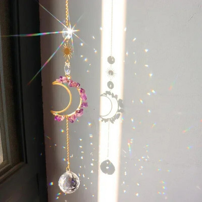 Pandantiv de cristal Prisme de captare a soarelui Arborele vieții colorat DIY perdele pentru fereastră cu lanț de decorare agățată Catch Sun Colgantes De Viento