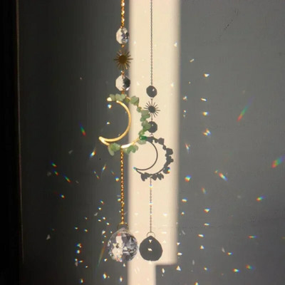 Pandantiv de cristal Prisme de captare a soarelui Arborele vieții colorat DIY perdele pentru fereastră cu lanț de decorare agățată Catch Sun Colgantes De Viento