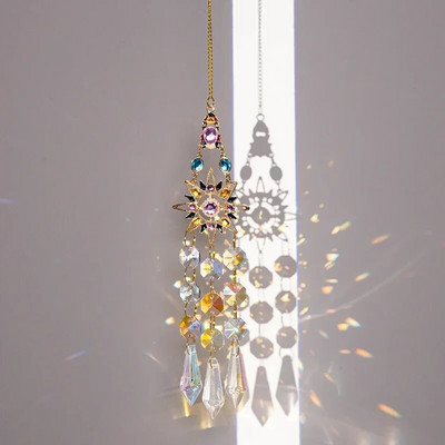 Pandantiv de cristal Prisme de captare a soarelui Arborele vieții colorat DIY perdele pentru fereastră cu lanț de decorare agățată Catch Sun Colgantes De Viento
