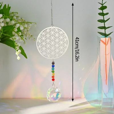 Pandantiv de cristal Prisme de captare a soarelui Arborele vieții colorat DIY perdele pentru fereastră cu lanț de decorare agățată Catch Sun Colgantes De Viento