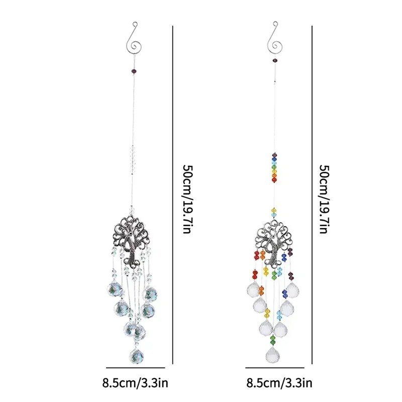 Κρυστάλλινο κρεμαστό Sun Catcher Prisms Life Tree Πολύχρωμο DIY Παράθυρο με αλυσίδα Κουρτίνες Κρεμαστά Διακόσμηση Catch Sun Colgantes De Viento