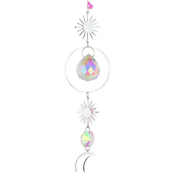 Wind Chime Κρυστάλλινο διαμάντι Light Catcher Κρεμαστά στολίδια Πρίσματα Στρογγυλό πλαίσιο Κρεμαστό κόσμημα Κουρτίνες Φωτιστικό μπάλα διακόσμηση σπιτιού