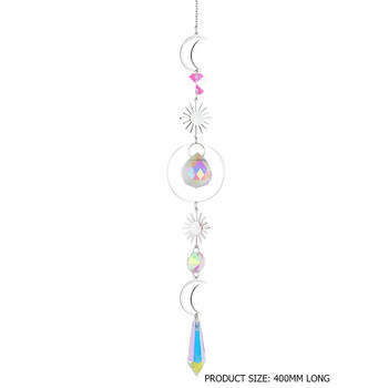 Wind Chime Crystal diamond Light Catcher Висящи орнаменти Призми Кръгла рамка Висулка Бижута Завеси Осветителна топка Домашен декор
