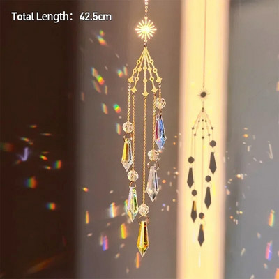 Drvo života Ahat Mjesec Suncatcher Kristalni privjesak Prizme Dugine vjetrene zvona za kućni vrt Prozor Božićno drvce Dekoracija