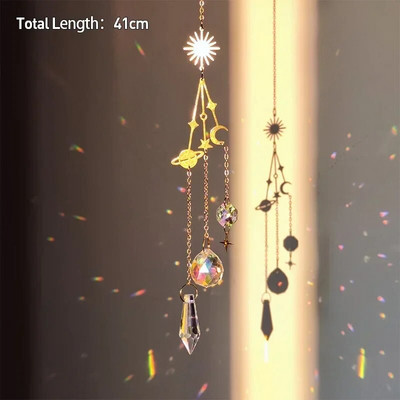 Drvo života Ahat Mjesec Suncatcher Kristalni privjesak Prizme Dugine vjetrene zvona za kućni vrt Prozor Božićno drvce Dekoracija