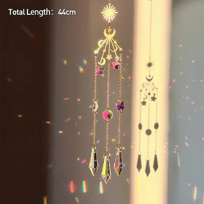 Drvo života Ahat Mjesec Suncatcher Kristalni privjesak Prizme Dugine vjetrene zvona za kućni vrt Prozor Božićno drvce Dekoracija