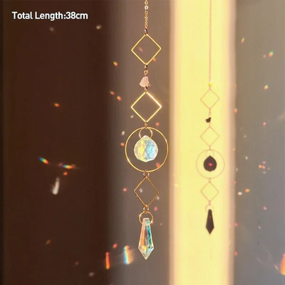 Drvo života Ahat Mjesec Suncatcher Kristalni privjesak Prizme Dugine vjetrene zvona za kućni vrt Prozor Božićno drvce Dekoracija