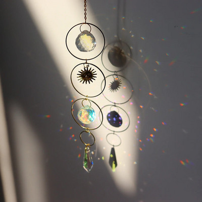 Suncatcher Cristal Wind Chime Steaua Lună Diamant Prisme agățate Captorul de lumină Curcubeu Chaser Bijuterii Pandantiv Home Garden Decor