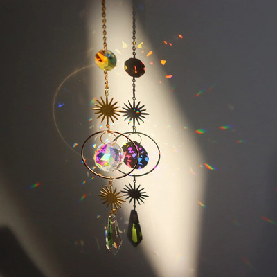 Suncatcher Cristal Wind Chime Steaua Lună Diamant Prisme agățate Captorul de lumină Curcubeu Chaser Bijuterii Pandantiv Home Garden Decor