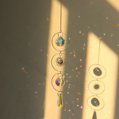 Suncatcher Cristal Wind Chime Steaua Lună Diamant Prisme agățate Captorul de lumină Curcubeu Chaser Bijuterii Pandantiv Home Garden Decor
