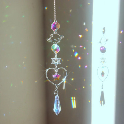 Suncatcher Cristal Wind Chime Steaua Lună Diamant Prisme agățate Captorul de lumină Curcubeu Chaser Bijuterii Pandantiv Home Garden Decor