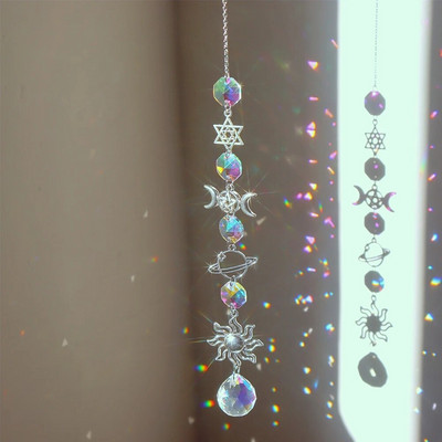 Suncatcher Cristal Wind Chime Steaua Lună Diamant Prisme agățate Captorul de lumină Curcubeu Chaser Bijuterii Pandantiv Home Garden Decor