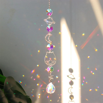 Suncatcher Cristal Wind Chime Steaua Lună Diamant Prisme agățate Captorul de lumină Curcubeu Chaser Bijuterii Pandantiv Home Garden Decor