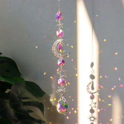 Suncatcher Cristal Wind Chime Steaua Lună Diamant Prisme agățate Captorul de lumină Curcubeu Chaser Bijuterii Pandantiv Home Garden Decor