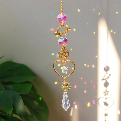 Suncatcher Cristal Wind Chime Steaua Lună Diamant Prisme agățate Captorul de lumină Curcubeu Chaser Bijuterii Pandantiv Home Garden Decor