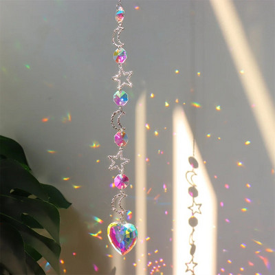 Suncatcher Cristal Wind Chime Steaua Lună Diamant Prisme agățate Captorul de lumină Curcubeu Chaser Bijuterii Pandantiv Home Garden Decor