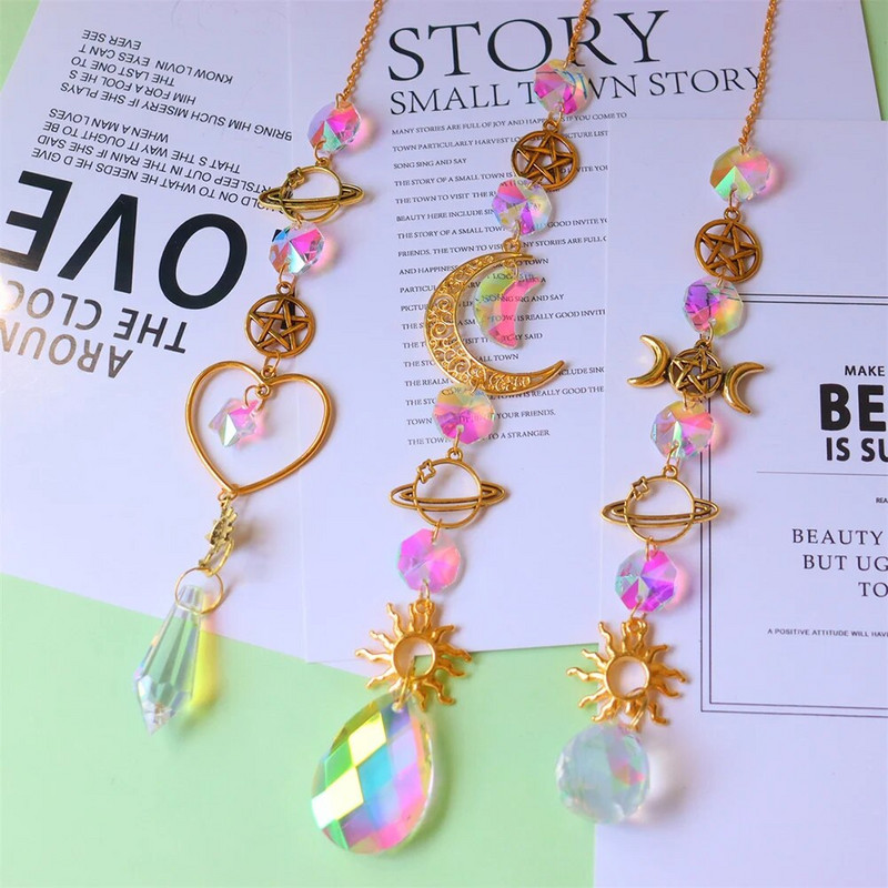 Hvatač sunca, kristalno zvono vjetra, zvijezda, mjesec, dijamant, viseće prizme, hvatač svjetla, lovac na dugu, privjesak za nakit, ukras za kućni vrt