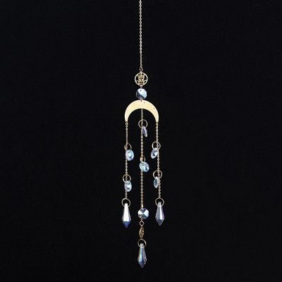 K9 krištolo saulės gaudyklė Saulės ir mėnulio pakabukas namų lango kabantis ornamentas kabantis stiklo prizmės šviesos gaudyklė Sodo dekoravimas