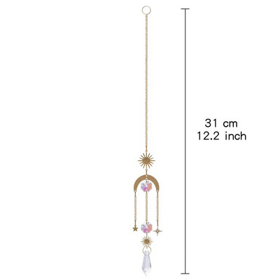 K9 krištolo saulės gaudyklė Saulės ir mėnulio pakabukas namų lango kabantis ornamentas kabantis stiklo prizmės šviesos gaudyklė Sodo dekoravimas