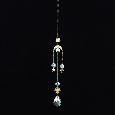 K9 krištolo saulės gaudyklė Saulės ir mėnulio pakabukas namų lango kabantis ornamentas kabantis stiklo prizmės šviesos gaudyklė Sodo dekoravimas