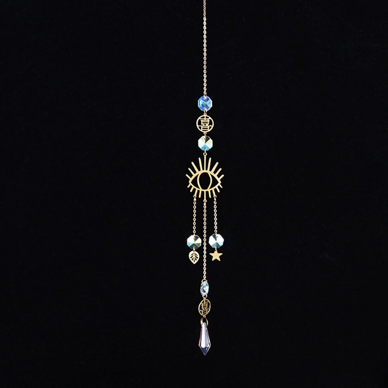 K9 krištolo saulės gaudyklė Saulės ir mėnulio pakabukas namų lango kabantis ornamentas kabantis stiklo prizmės šviesos gaudyklė Sodo dekoravimas