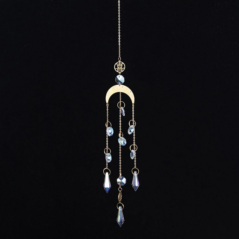 K9 krištolo saulės gaudyklė Saulės ir mėnulio pakabukas namų lango kabantis ornamentas kabantis stiklo prizmės šviesos gaudyklė Sodo dekoravimas