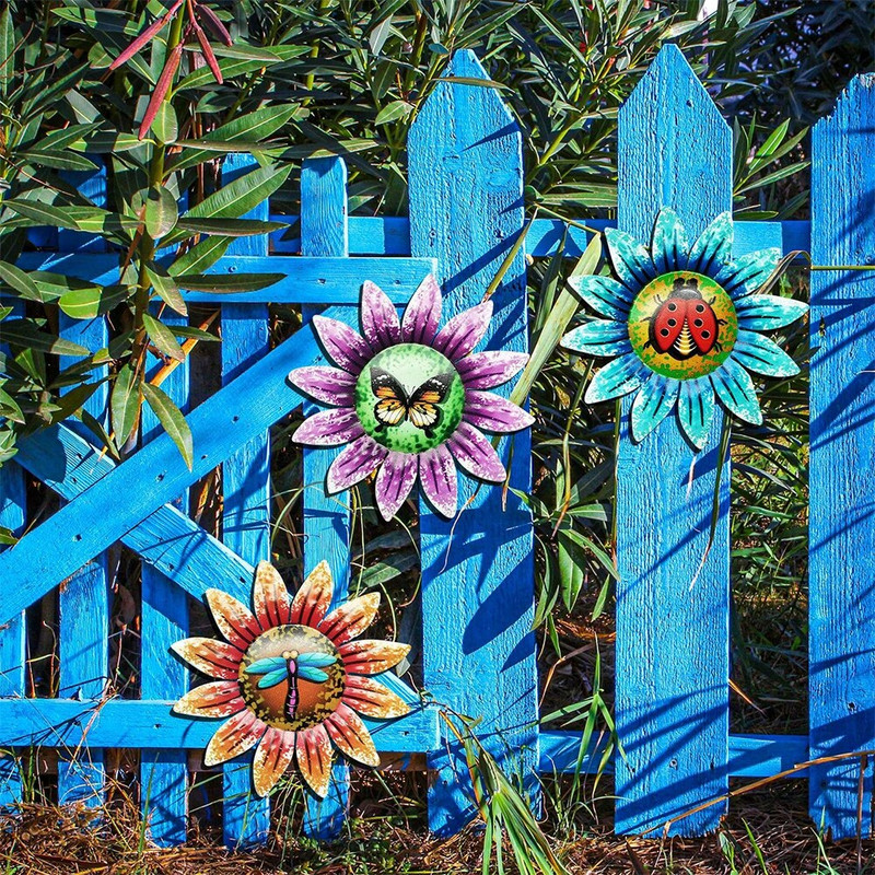 Metalna skulptura suncokreta Zidna umjetnička dekoracija Vanjski kolčići Šareno dvorište Interijer vrta Metalno željezo Party Cvjetni dekor 2022.