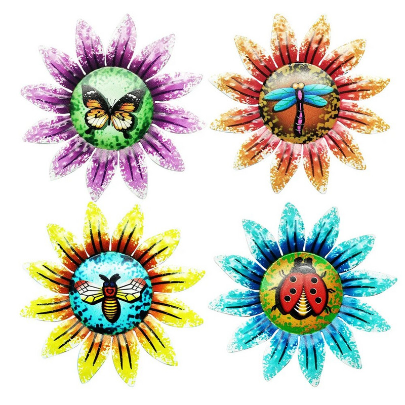 Metalna skulptura suncokreta Zidna umjetnička dekoracija Vanjski kolčići Šareno dvorište Interijer vrta Metalno željezo Party Cvjetni dekor 2022.