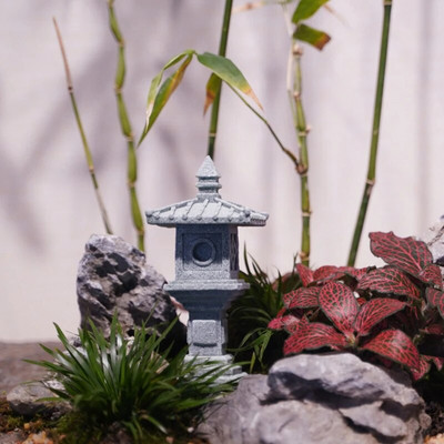 Foișor Retro Lanterne chinezești Mini Pagodă Model Decorare Piatră Statuie în miniatură Gresie Accesorii pentru casă