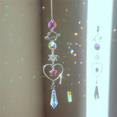Suncatcher de cristal Prisme de sticlă agățate Catcher de soare Pandantive de vânt DIY Clopote de vânt pentru fereastra de nuntă Decorații de grădină în aer liber