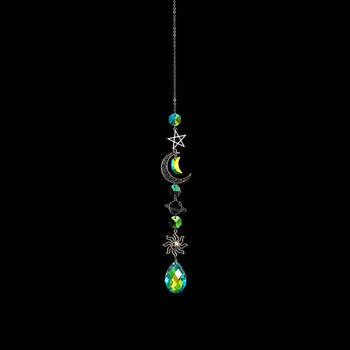 2023 New Suncatcher Crystal Moon and Sun Pendant Home Garden Decoration Crystal Ornament Rainbow Maker Sun Chaser AB Color 1PCs